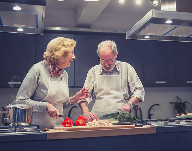 couple taking cooking class together